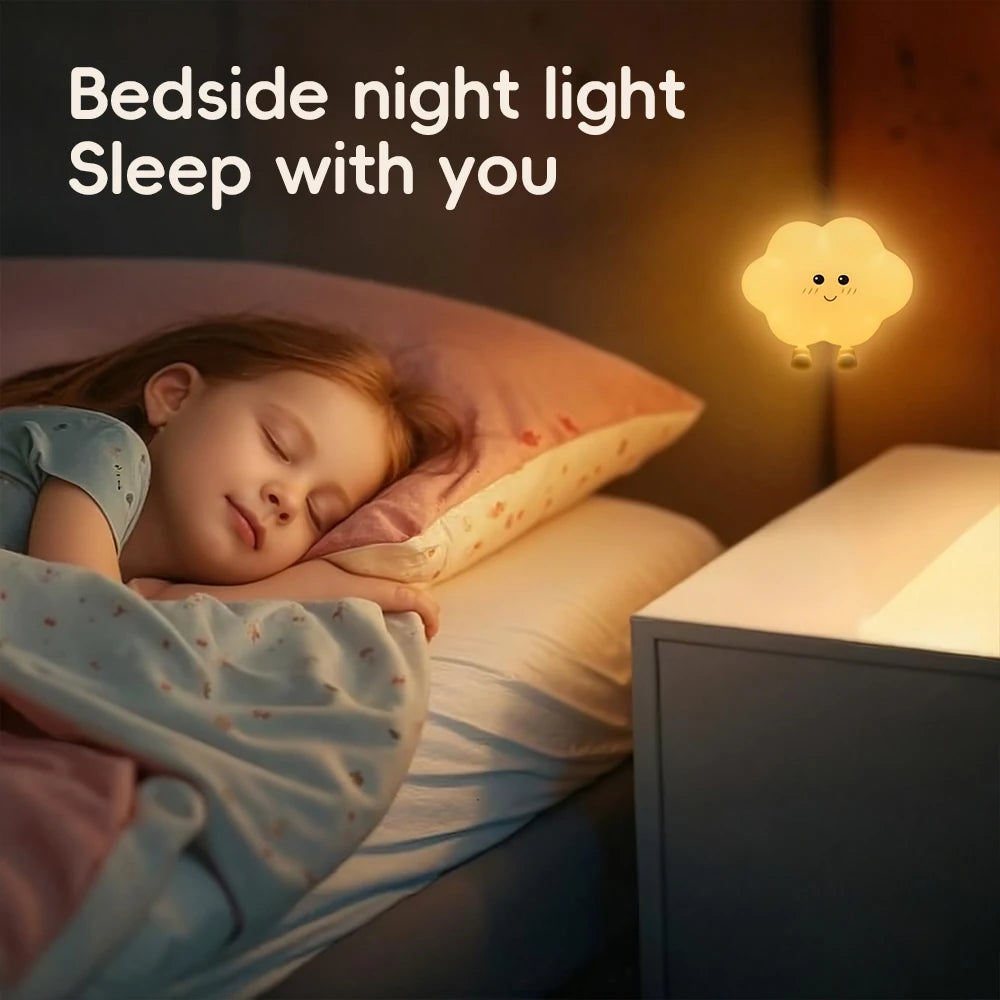 Novelty LED Star Cloud Silicone Night Light Nursery Sleeping Wall Lamp Rechargable Beside Lamp For Baby Bedroom Decor Zpaxo