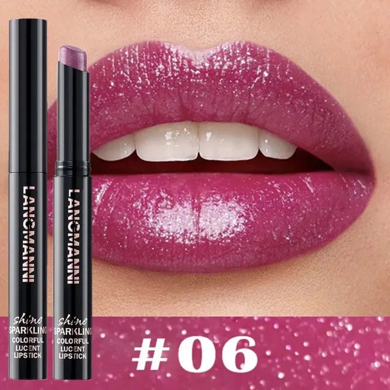 Diamond Pearlescent Lipstick Waterproof Long Lasting Non-stick Cup Matte Velvet Shiny Lipsticks Red Sexy Lips Makeup Cosmetics Zpaxo