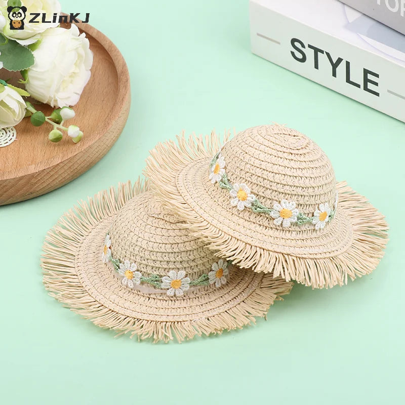 ▶1Pcs Mini Handmade Flower Hat Sun Cap For 1/6 Doll Accessories Doll Cute Hat With Bow Decoration Doll Hat Children's Toy Gift Zpaxo