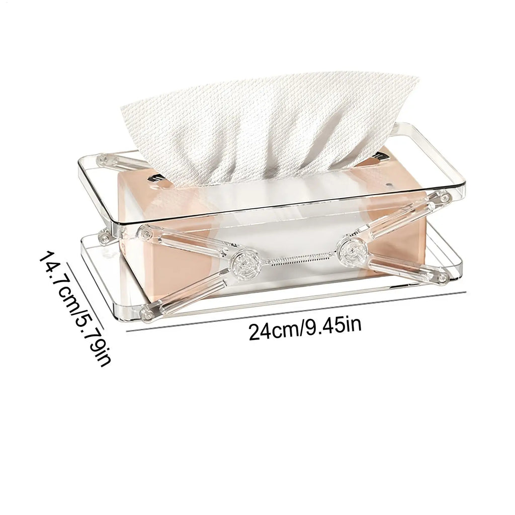 Tissue Box Cover Spring Auto Lift Paper Towel Holder Clear Decorative