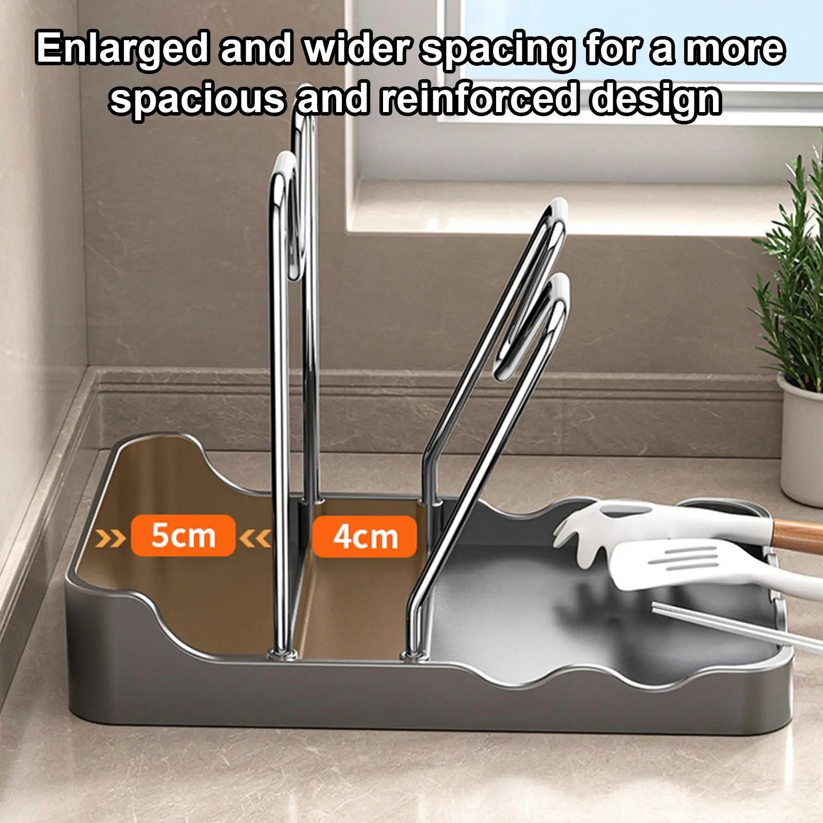Double Layer Pan Lid Organizer Rack with Drip Tray Pot Lid Organizer Zpaxo