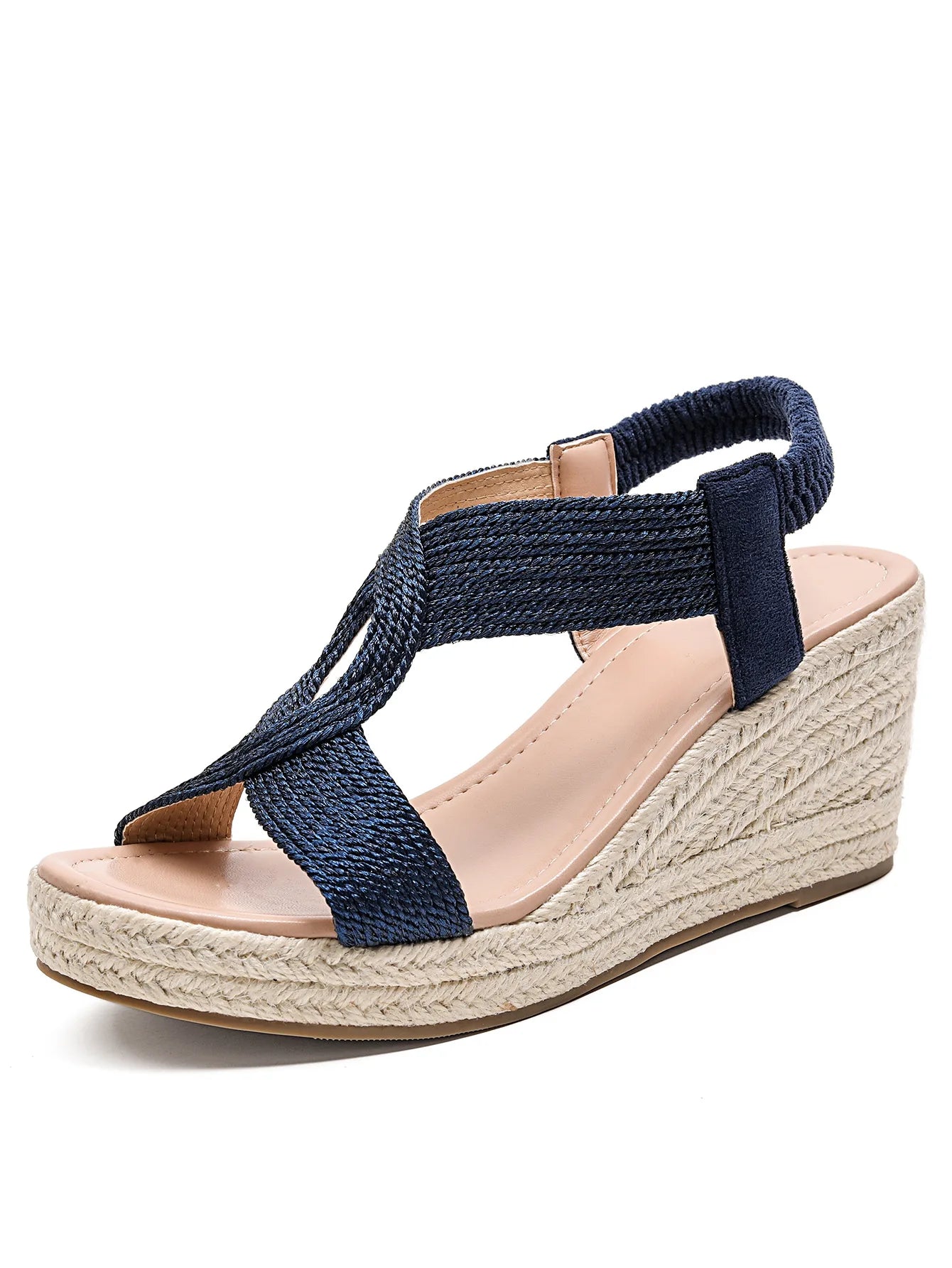 Sandals for Women's Thick Soled Wedge Heel Sandals Women's Summer Casual Rope Women's Shoes Open Toed Roman Plus Size Sandals Zpaxo blue 36