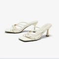Women's Square Open Toe Hollow Out Breathable Solid Comfortable Zpaxo Beige 38