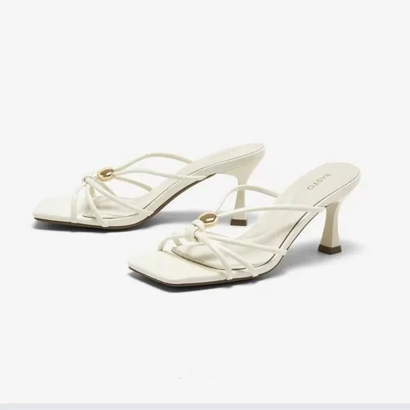 Women's Square Open Toe Hollow Out Breathable Solid Comfortable Zpaxo Beige 38