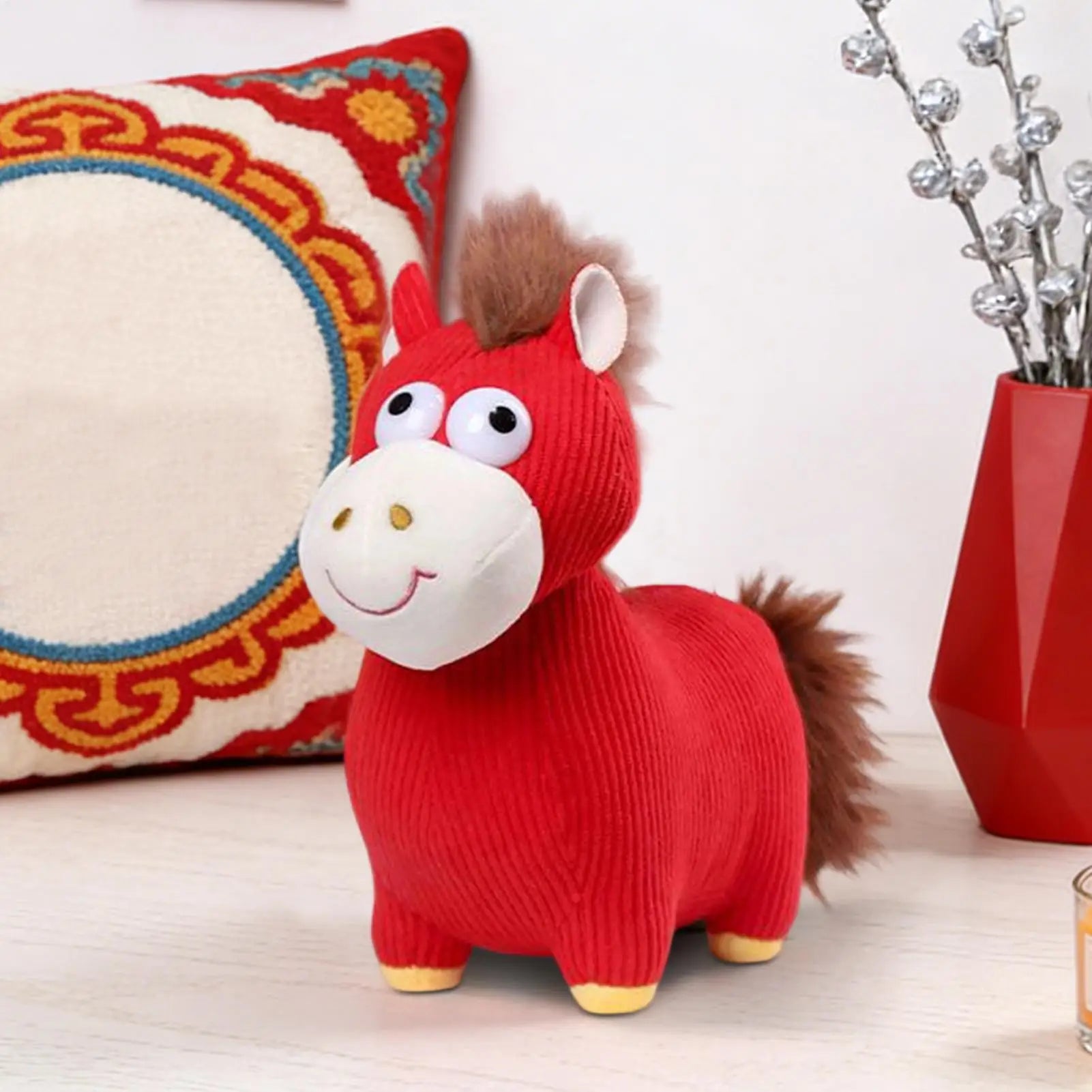 Horse Plush New Year Chinese Mascot Cute Doll Horse Mascot Lunar New Year Decoration For Spring Festival Holiday Party Kids Zpaxo