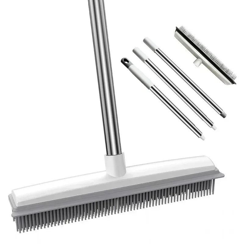 Rubber Broom Long Handle for Pet Hair Fur Remover Broom No Scratch Floor Brush for Fluff Carpet Floor Bathroom Cleaning Tools Zpaxo Default Title