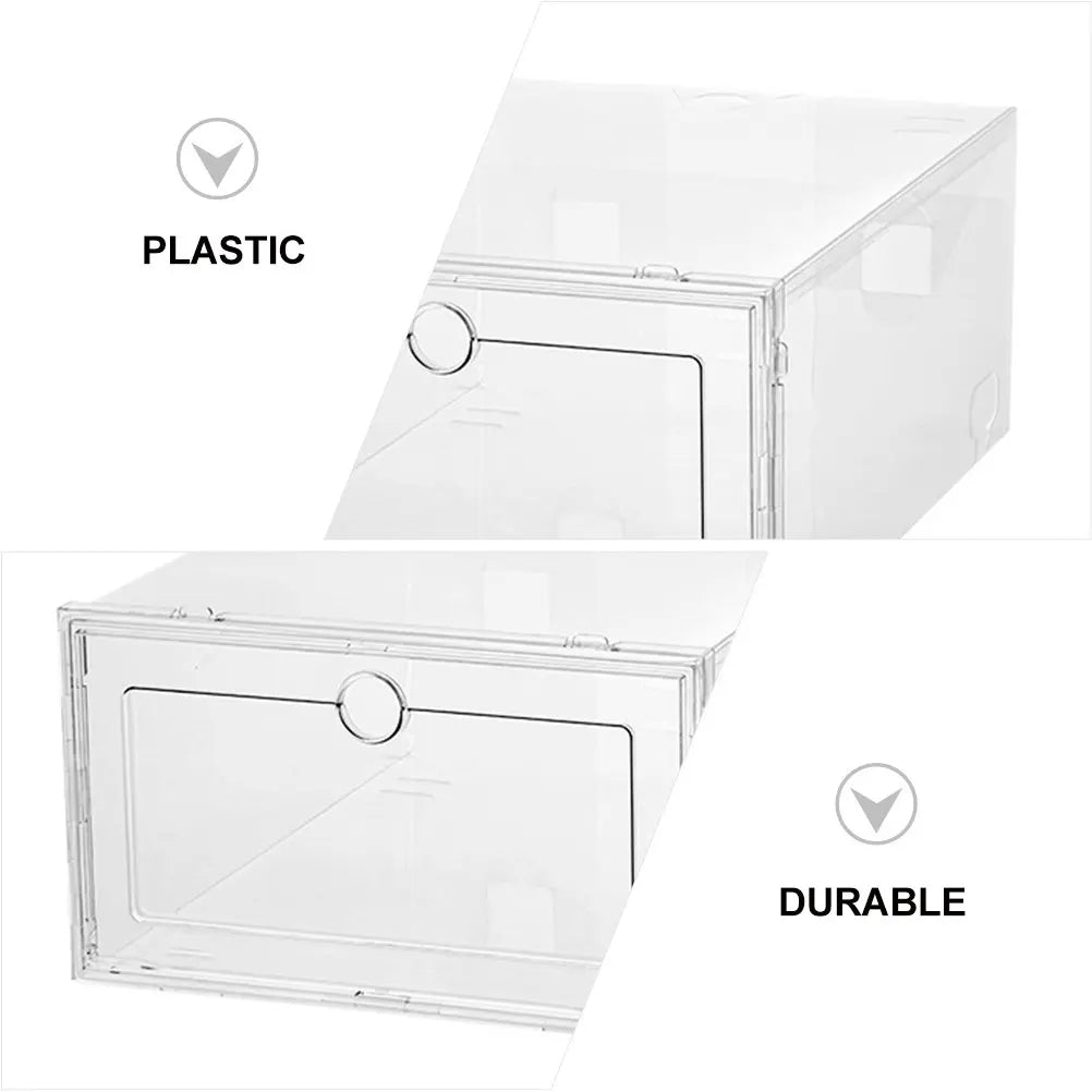 Transparent Shoes Box Plastic Storage Container Sturdy Stackable