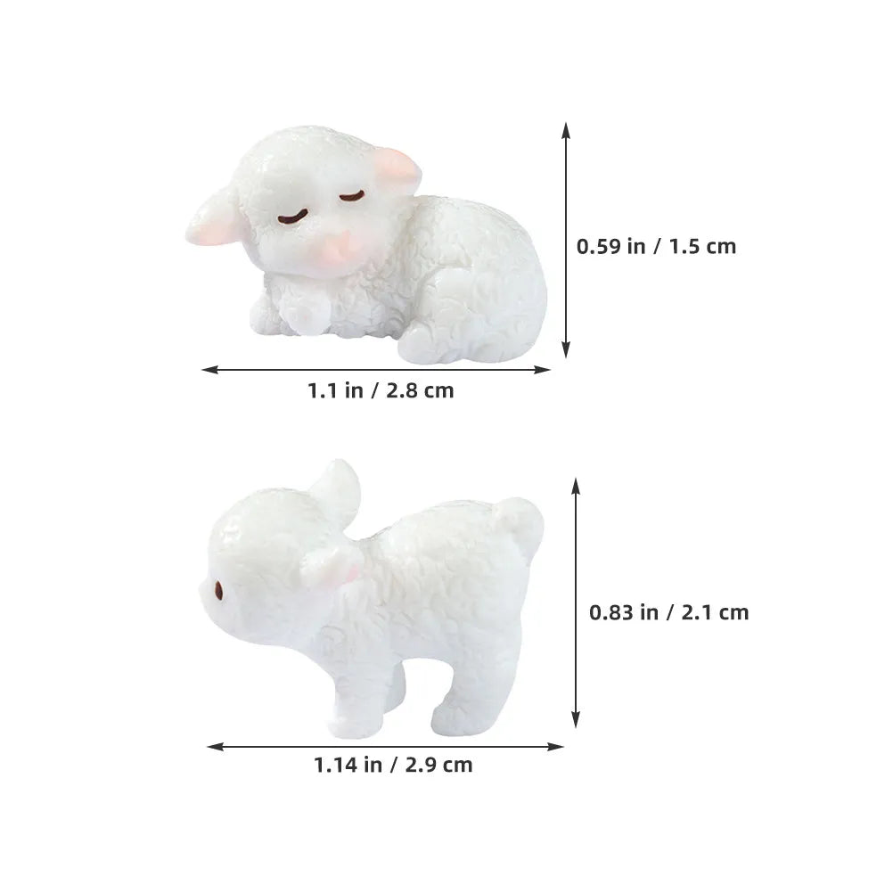 Tiny Resin Lamb Figurines Creative Home Office Decor Small Space
