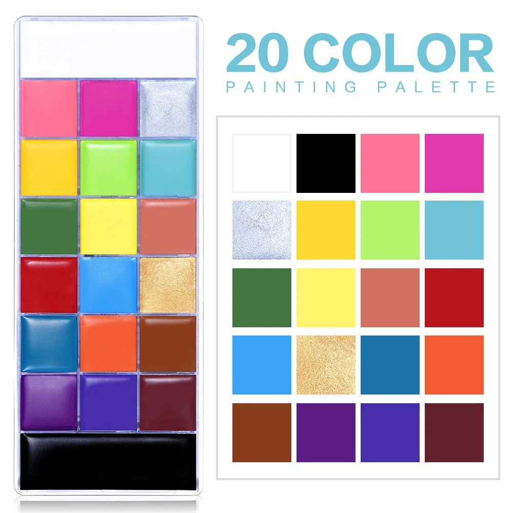 20 Colors Face & Body Paint Oil Palette-Vibrant,Long-Lasting Face Painting for Adults,Body Paint Cosplay & Halloween Makeup Zpaxo