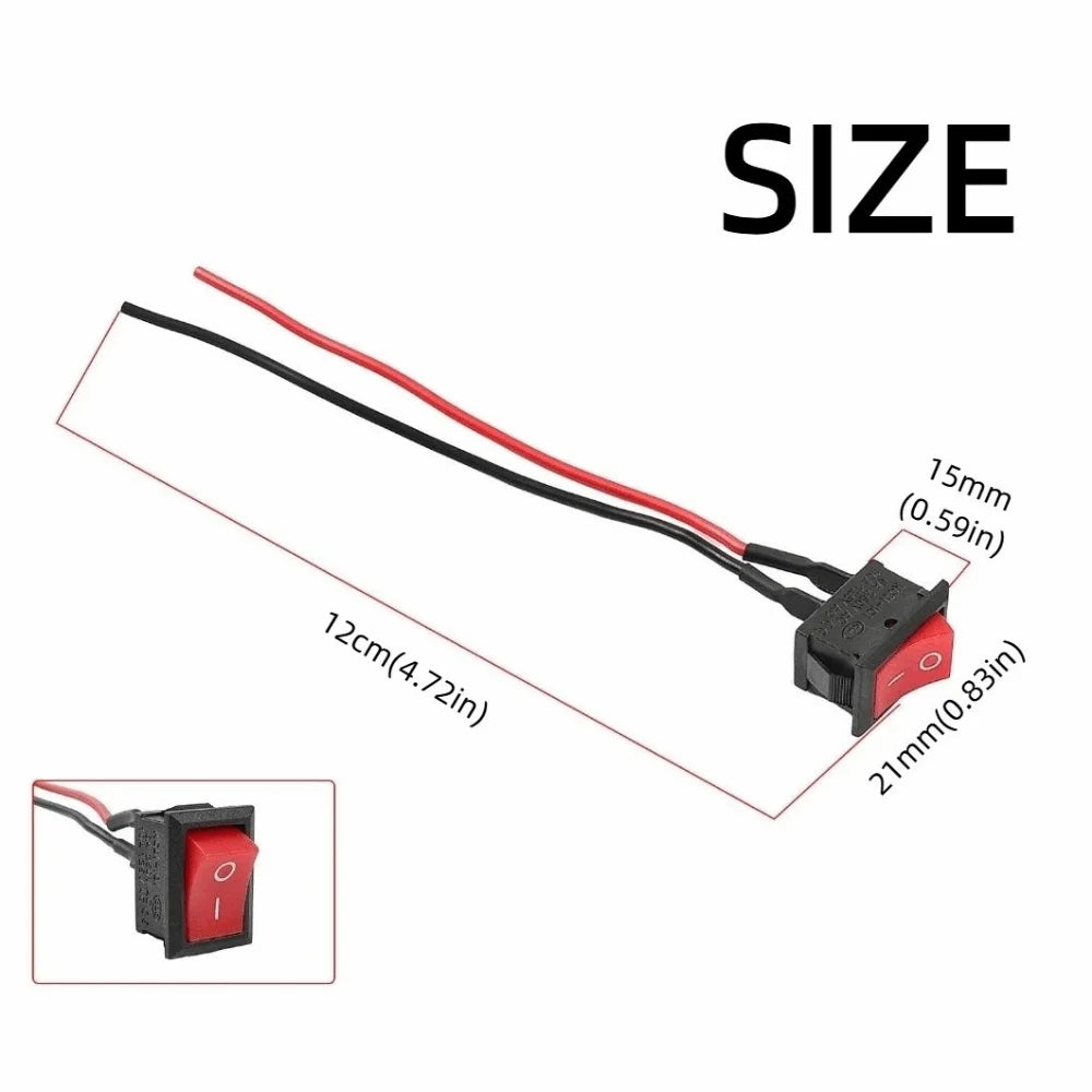 OFF Mini Rocker Switch 2 3 Pin Pre-wired Toggle Terminal 12 Volt DC Zpaxo