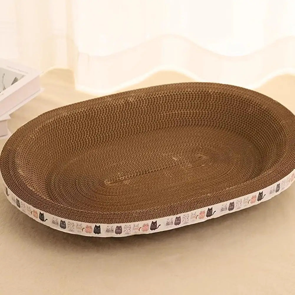 Corrugated Cat Scratcher Cat Scrapers Round Oval Grinding Claw Toys for Cats Wear-Resistant Cat Bed Nest Interactive Accessories Zpaxo