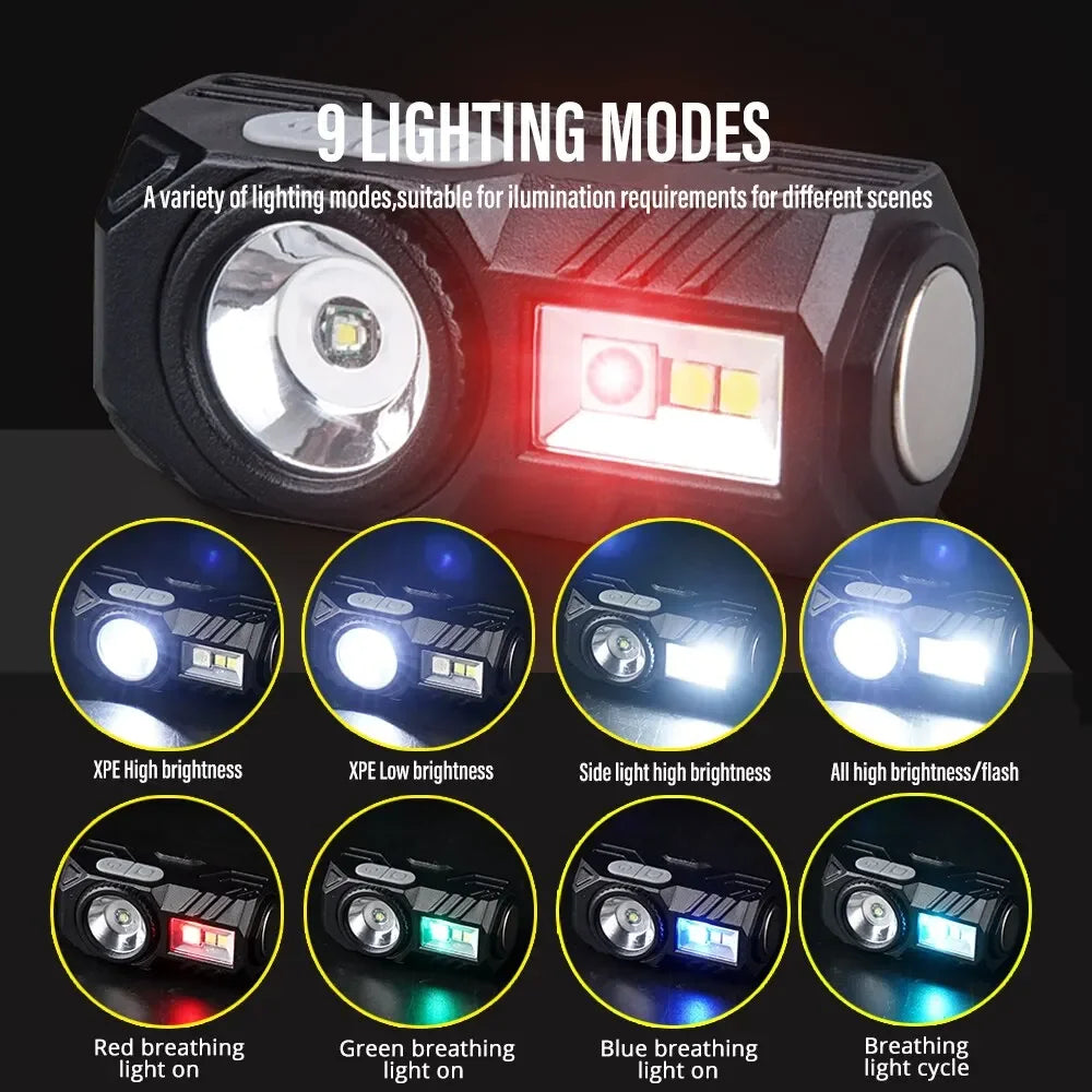 Mini LED Headlamp Motion Sensor Magnetic USB Rechargeable 800LM