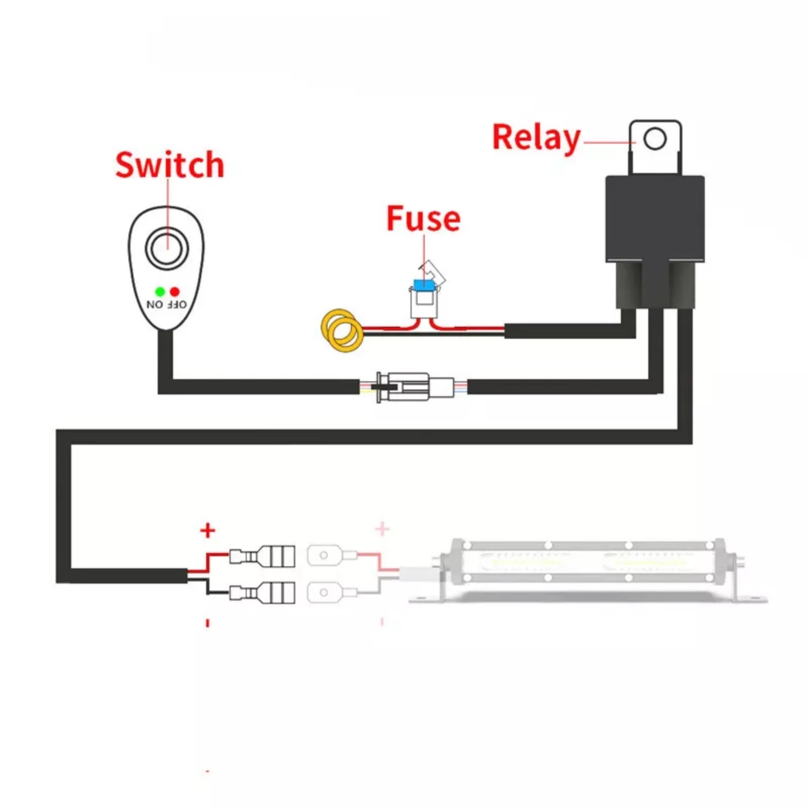 Offroad LED Work Light Bar Wire Cable Wireless Remote Control Switch