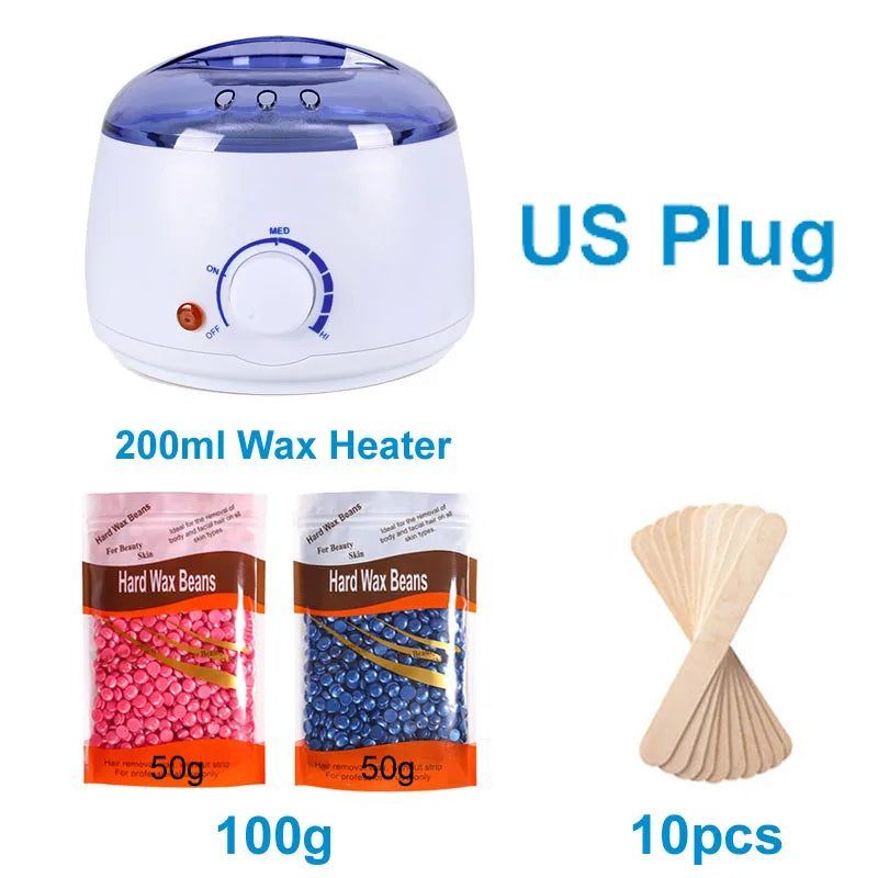 Portable Hair Removal Wax Melting Machine Kit & Wax Beans Wax Hair Removal Kit Zpaxo 035-W-US-100g