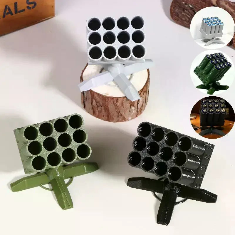 3D Printed Missile Shaped Battery Storage Box Creative AA Battery Organizer Batteries Boxes T Creative Desktop Figurines Zpaxo