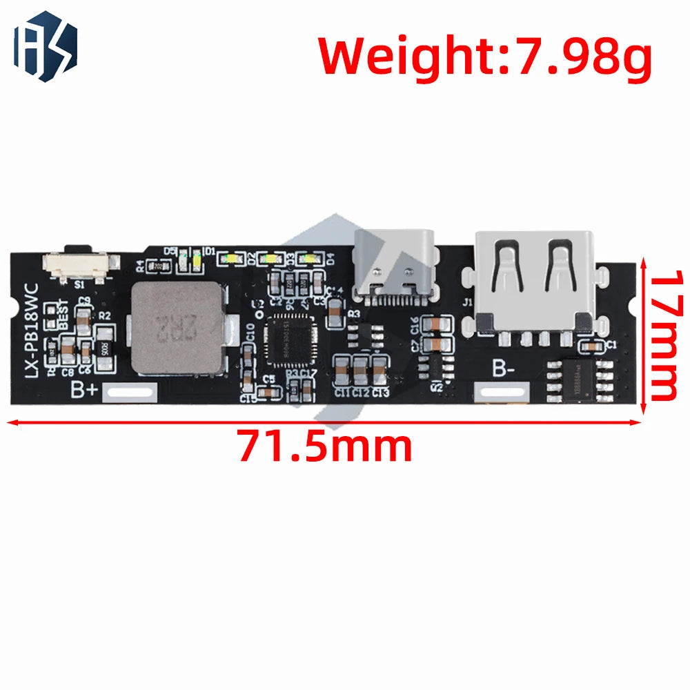 QC3 0 QC2 PD 18W Dual Port Type-c USB-A Fast Charging Module 18650 Zpaxo