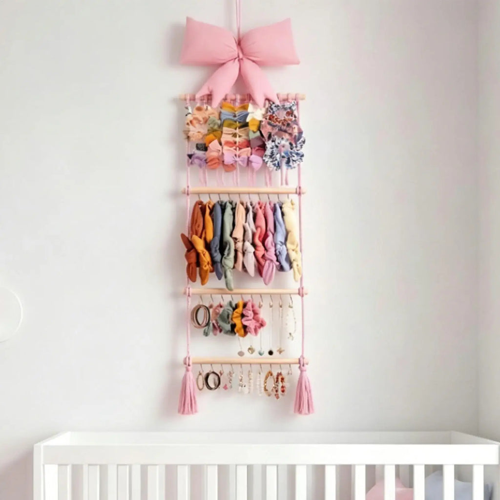 Headband Holder 30 Hooks Cute Pink Bow Multifunctional Funny Hair