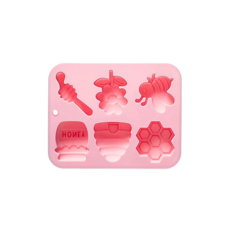 6-hole Bee Theme Silicone Mold 3d Flower Honeycomb Fondant Candy Chocolate Mould Fudge Dessert Soap Resin Mold Cake Decoration Zpaxo Pink