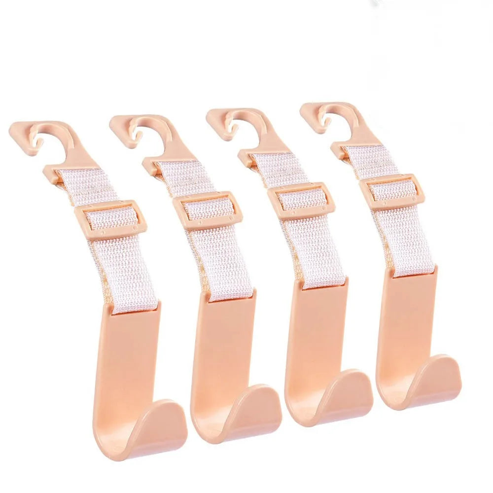 4Pcs/set Adjustable Car Seat Headrest Hook Space-Saving Large Load-bearing Car Seat Back Purse Hanger Reusable Easy to Install Zpaxo Beige