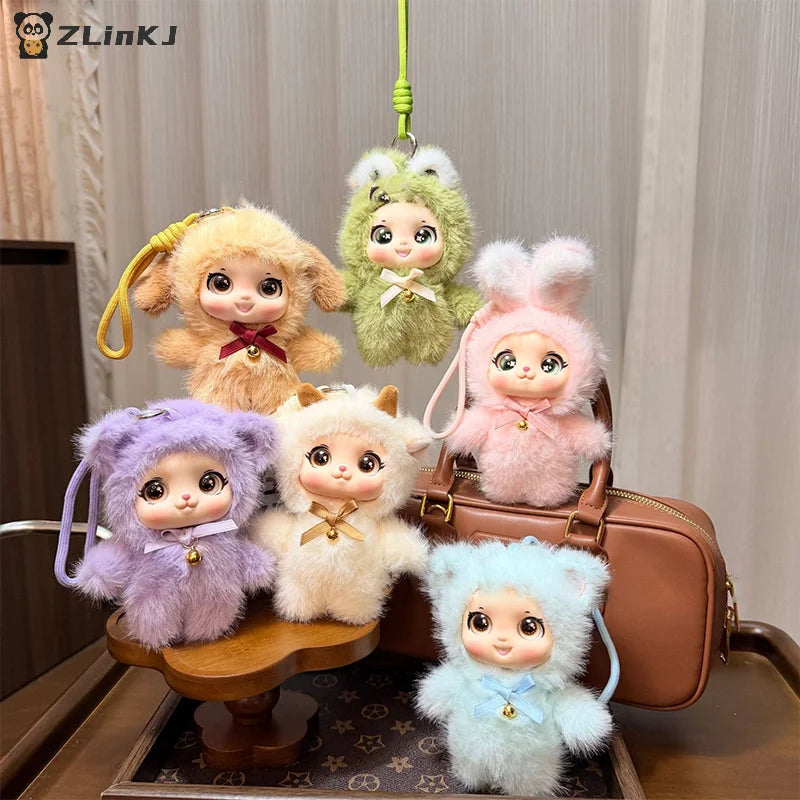 ▶1Pcs Cute Family Series Animals Vinyl Face Plush Forest Doll Pendant Backpack Decoration Gifts Zpaxo