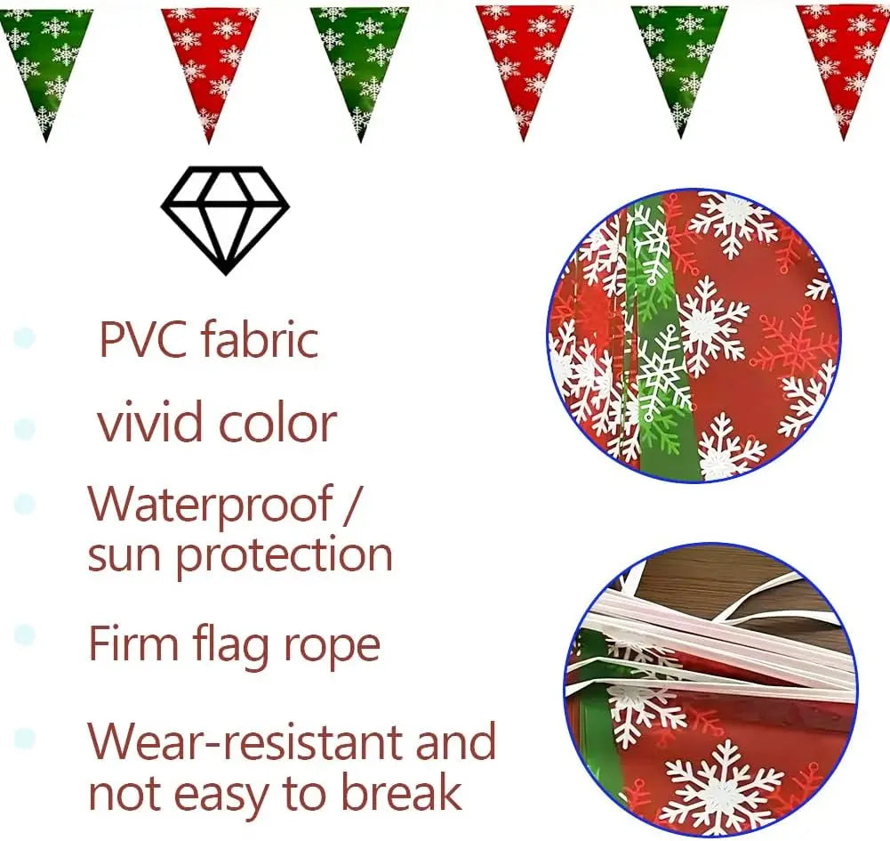 Christmas Snowflake Triangle Bunting Banner Winter Party Decorations