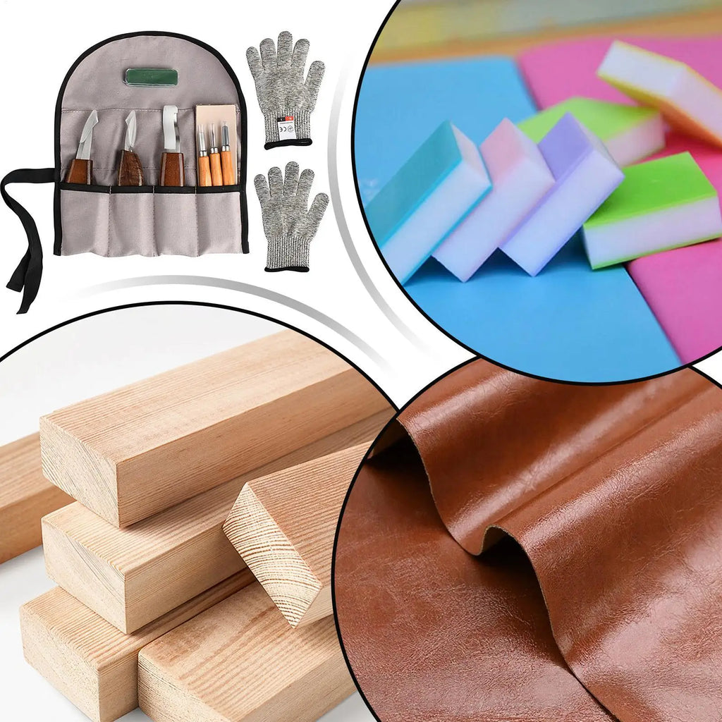 Wood Carving Tool Woodworking Drill Chisel 10 Storage Bag DIY Lovers