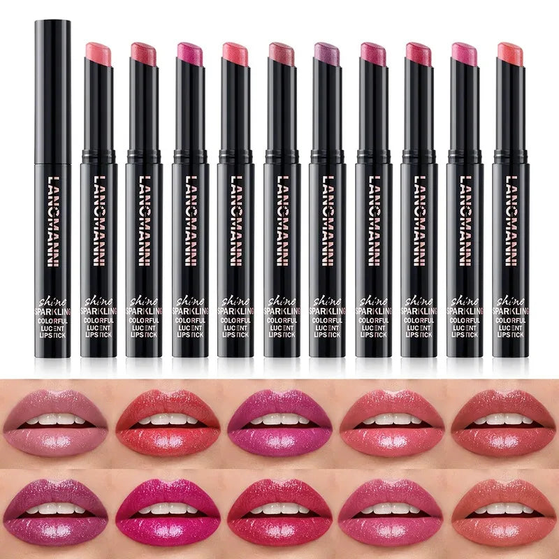 Diamond Pearlescent Lipstick Waterproof Long Lasting Non-stick Cup Matte Velvet Shiny Lipsticks Red Sexy Lips Makeup Cosmetics Zpaxo