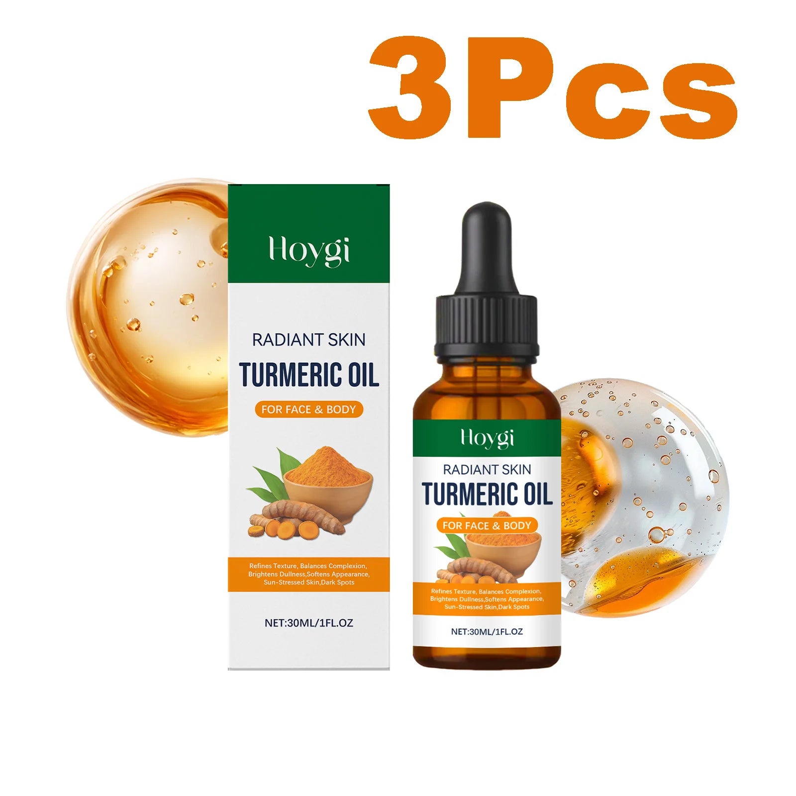 Hoygi Turmeric Face Oil – Dark Spot Corrector & Brightening Serum Brightening Face Oil Zpaxo 3 x 30ml Boxed