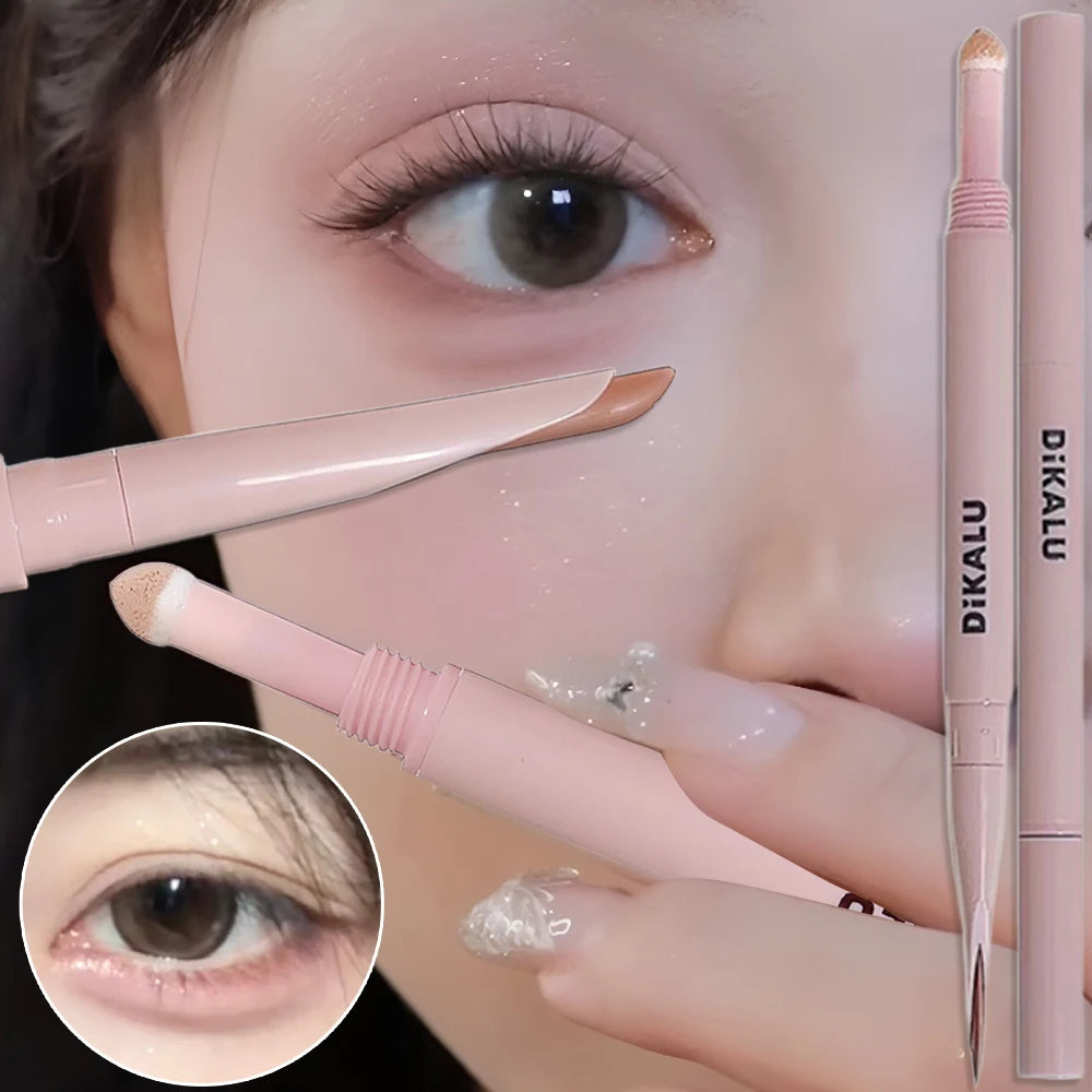 2-in-1 Lying Silkworms Eye Pencil Smudge-Proof Pink Shadow & Shimmer Highlighter Brighten Aegyo Sal Stick Korean Cosmetics Zpaxo