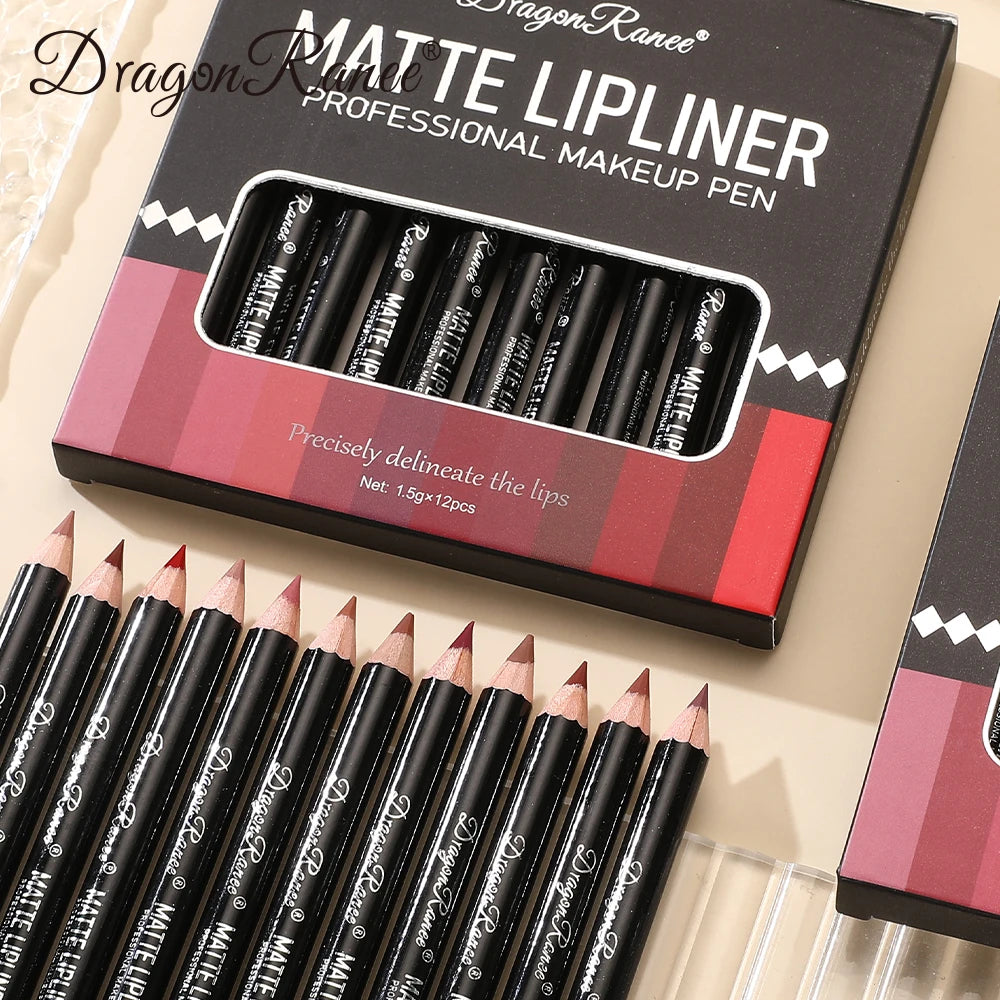 12-Piece Lip Liner Set Velvet Matte Non-Stick Cup Lipstick Waterproof and Sweat-Proof Whitening Autumn and Winter Lip Liner Set Zpaxo