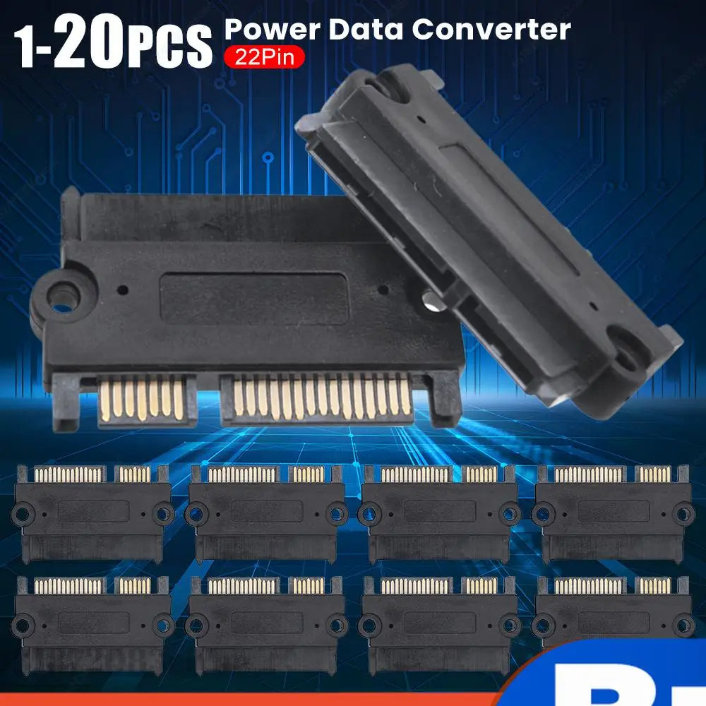 1- SATA Male Female Power Data Adapter Converter 22Pin 7+15