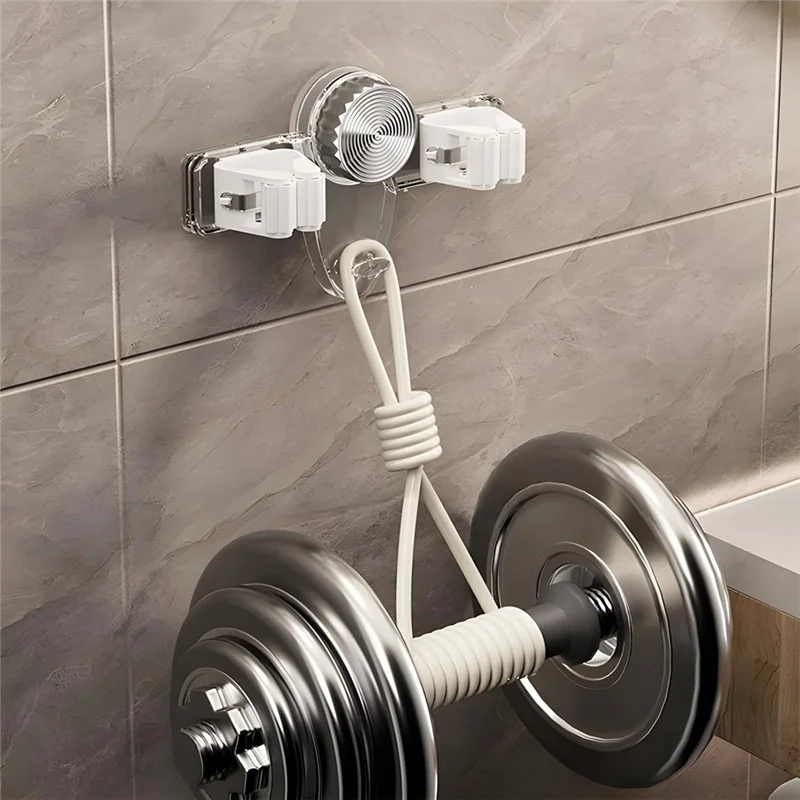 Broom Holder Mop Hanger, No Punching Required Broom Hanger Organizer For Bathroom, Kitchen, Office(4 Pcs)M12K Zpaxo Gray Transparent