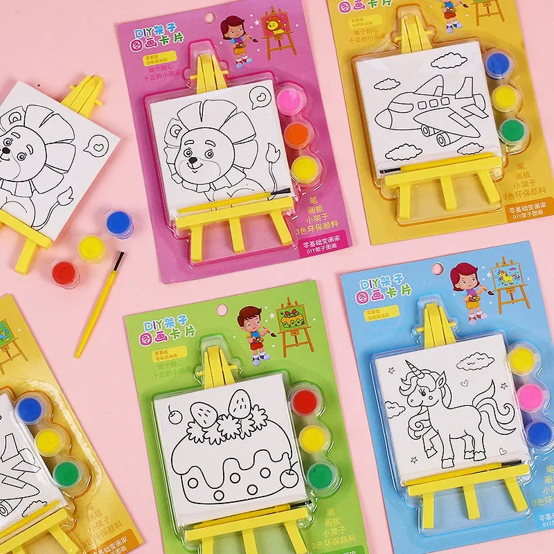 Cartoon DIY Oil Painting Frame Art Graffiti Educational Toy for Kids Birthday Party Favors Kindergarten Rewards Pinata Zpaxo