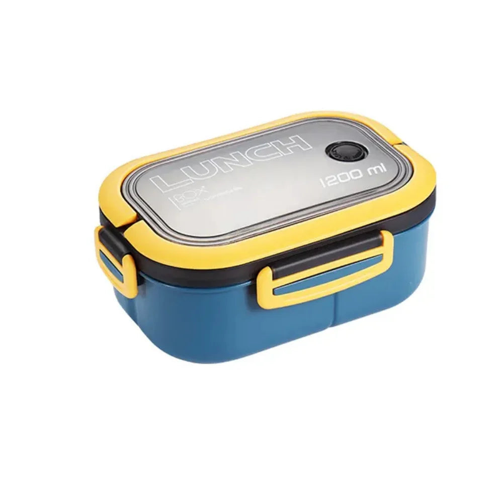 Double-layer Lunch Box Portable Compartment Fruit Food Microwave Fork Zpaxo Blue 1200ml