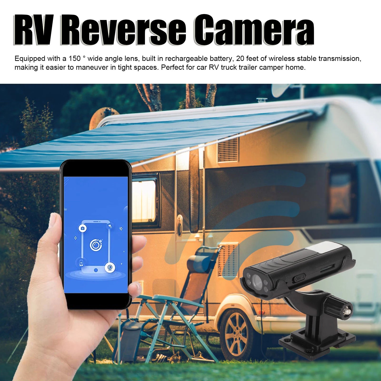 Reverse Hitch Guide Camera 150 Wide Angle Waterproof Night Vision Car