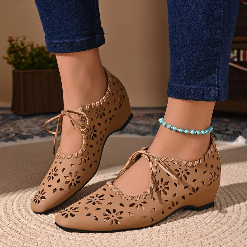 Spring Autumn Women's Pointed Closed Toe Solid Vintage Mid Heel Zpaxo
