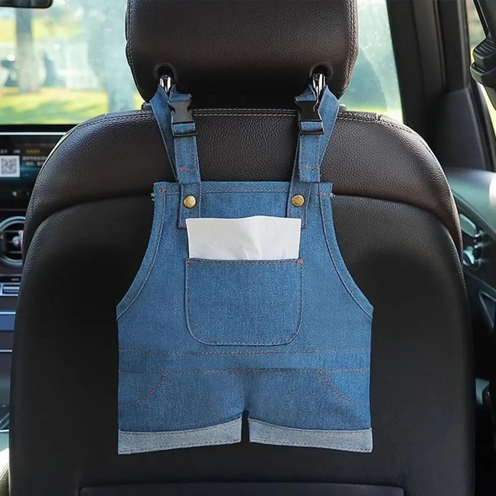 1 Design Jeans Shape Car Tissue Box Creative Denim Overalls Storage Zpaxo