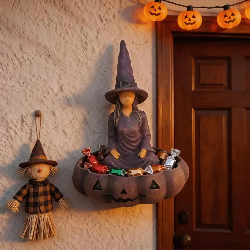 Halloween Candy Bowl Witch Pumpkin Holiday Desktop Decoration Festive