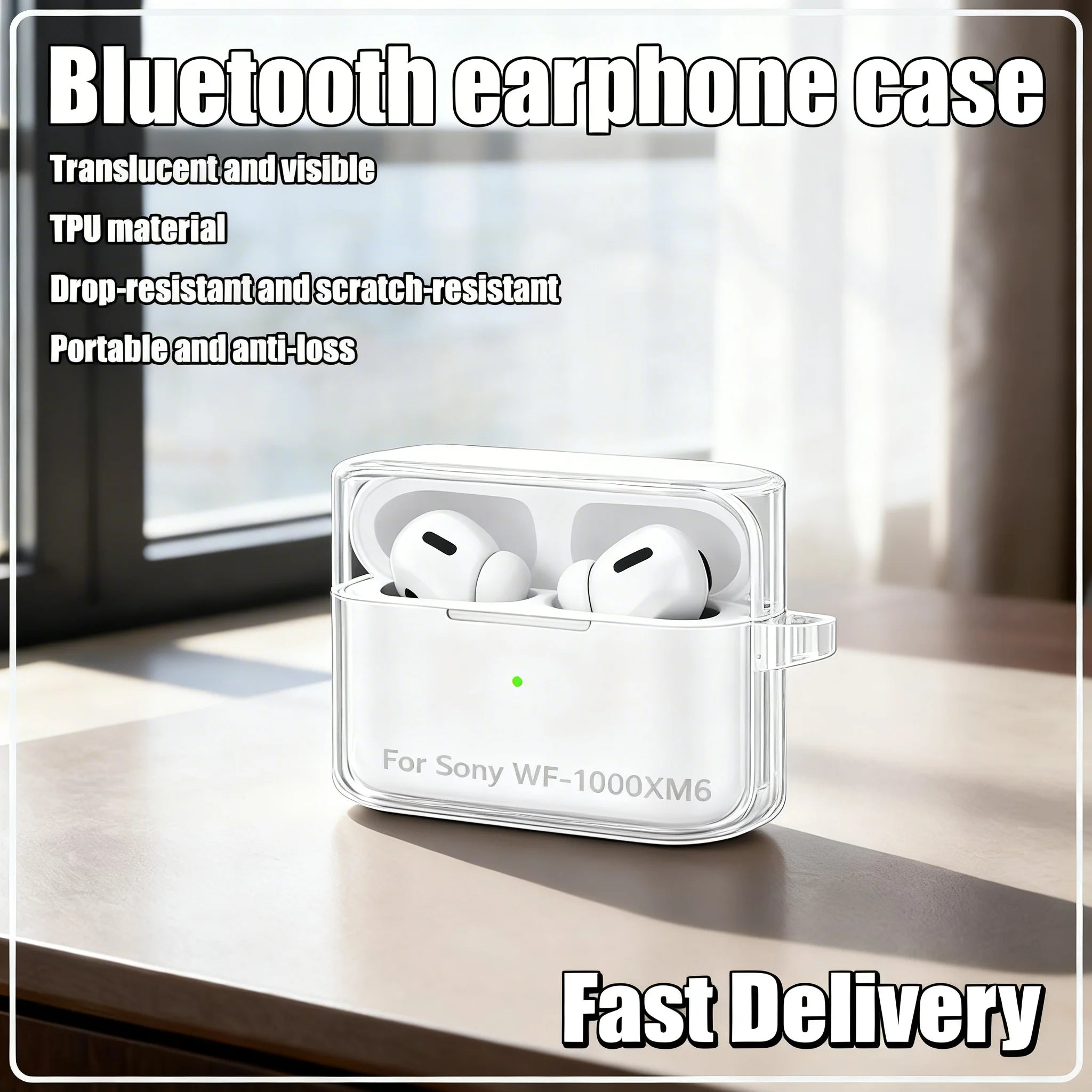 Sony WF-1000XM6 Silicone Case – Clear Shockproof Protective Cover Earbud Protective Case Zpaxo