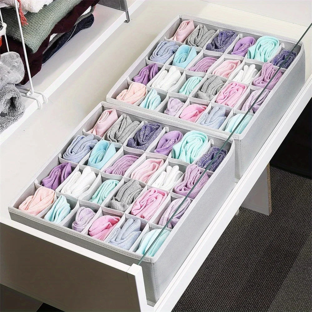Collapsible Sock Drawer Organizer - Women Accessories for Closet Cabinet Storage - 24 Grids Underwear Storage Boxes Zpaxo