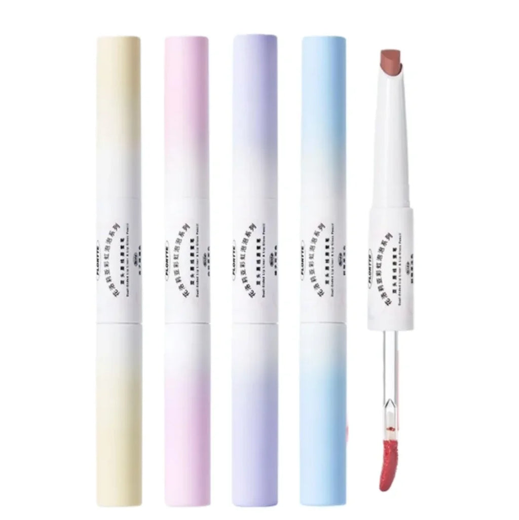 FLORTTE RAINBOW BUBBLE DOUBLE-ENDED LIP LINER N GLOSS PENCIL Makeup Zpaxo