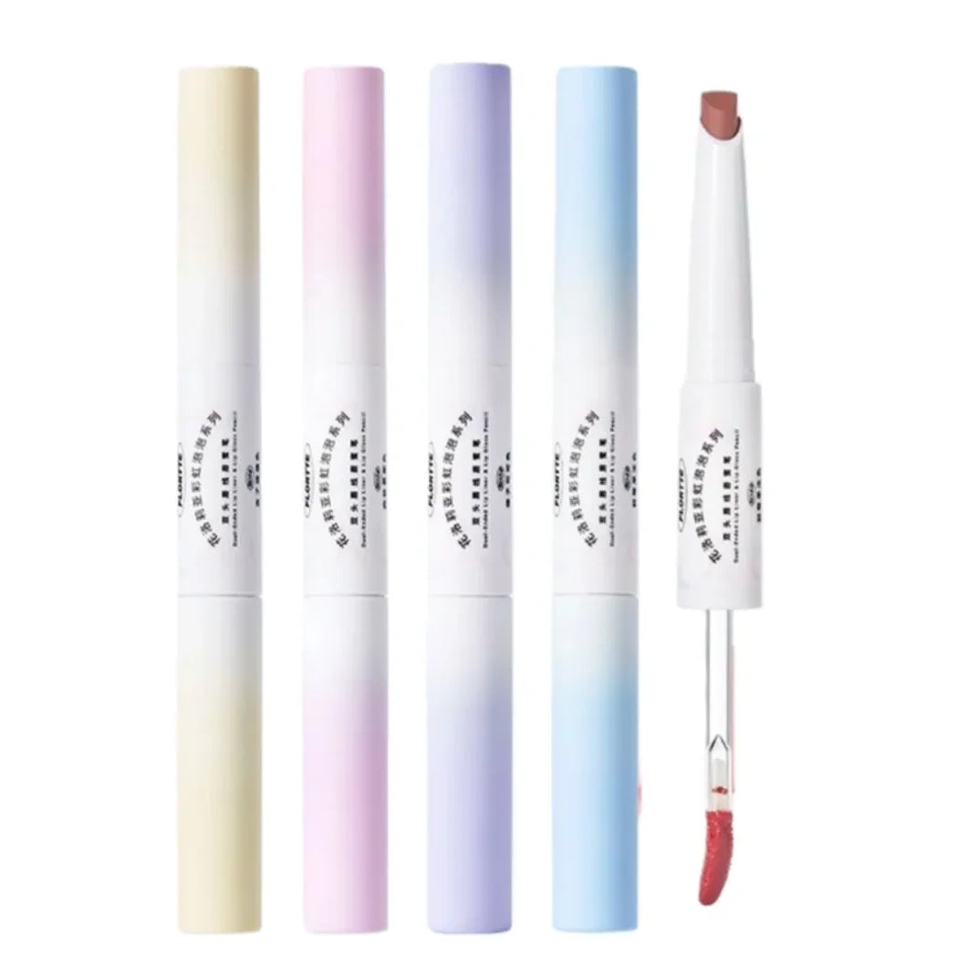 FLORTTE RAINBOW BUBBLE DOUBLE-ENDED LIP LINER N GLOSS PENCIL Makeup Zpaxo