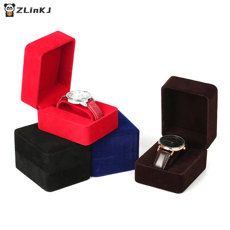 ▶1Pcs Watch Box Fashion Velvet Round Corner Smartwatch Clock Storage Case Jewelry Accessories Business Packaging Boxes Zpaxo
