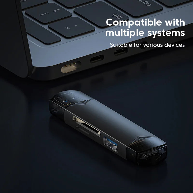 6 in 1 Card Reader Multifunctional Metal TF/SD Card Adaper USB 3.0 Type C Micro USB Memory Card Readers for Phone Laptop Macbook Zpaxo