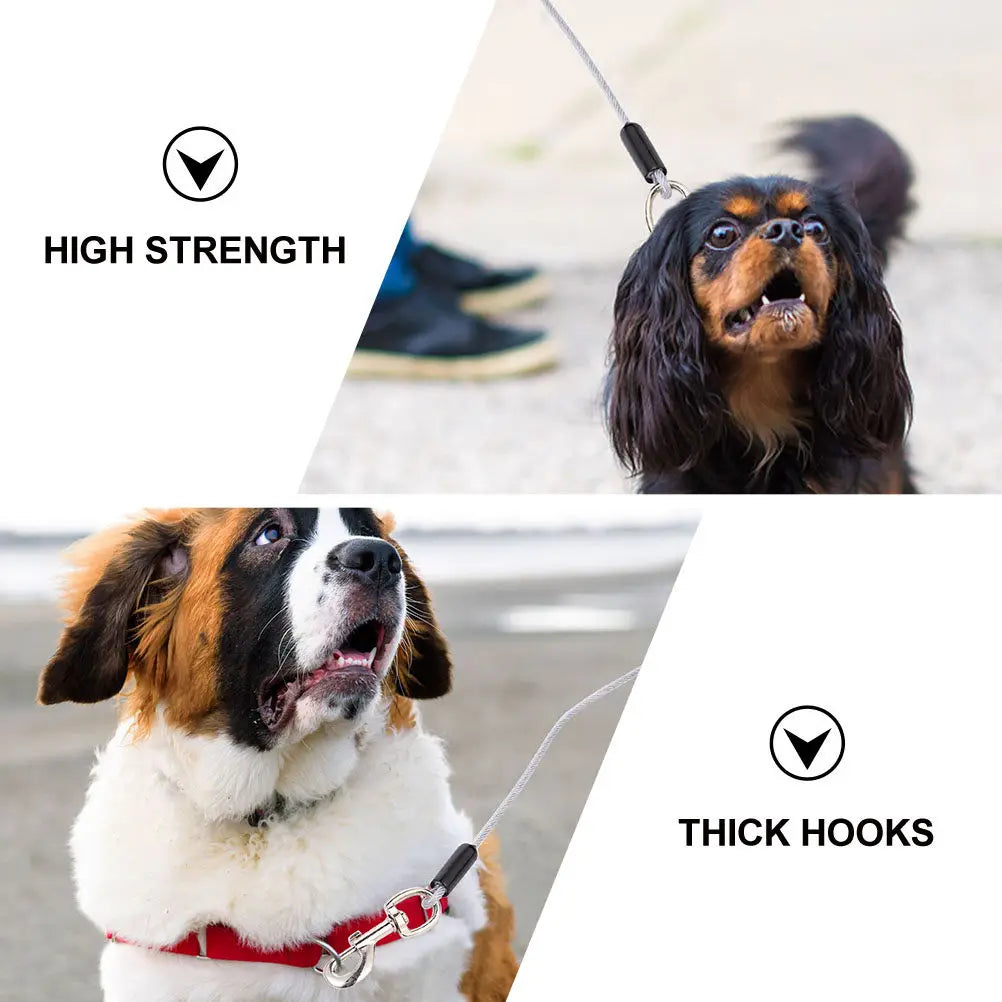 Dog Traction Strap Double Heads Steel Wire Rope Outdoor Pet Pulling