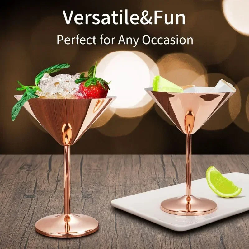 2-Pack Stainless Steel Martini Glasses – Mirror Finish & Easy Clean Cocktail Glass Set Zpaxo