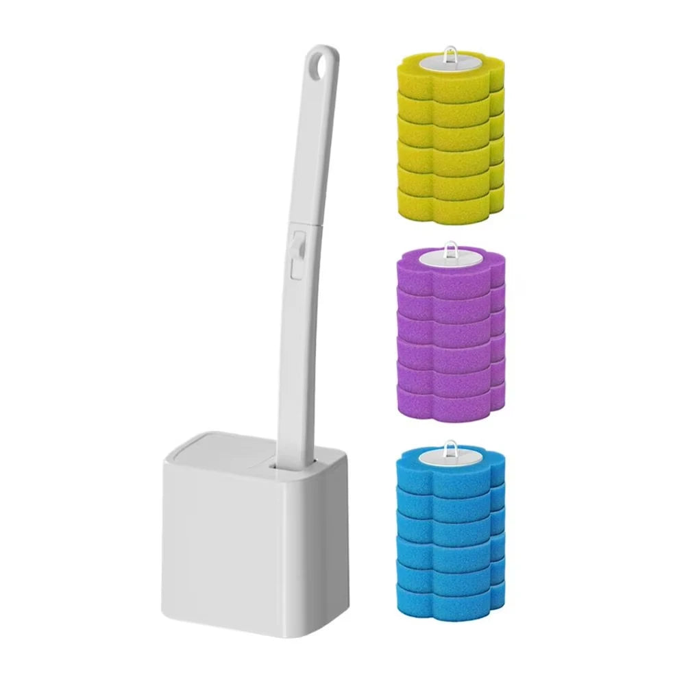 Disposable Toilet Brush Replaceable Wall-mounted Long Handle Toilet Brush Cleaning Tools WC Bathroom Toilet Set Accessories Zpaxo White 18PcsABC