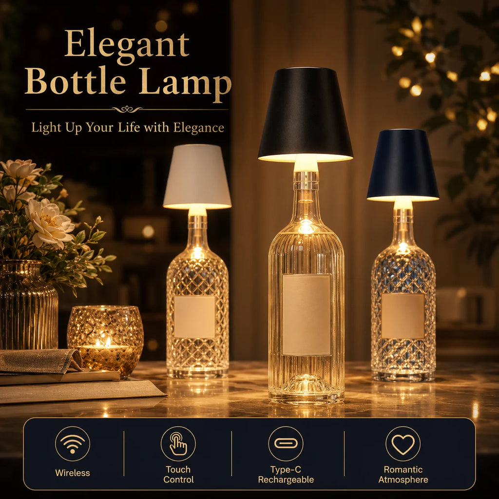 Wireless LED Bottle Lamp Rechargeable RGB Dimmable Wine Bottle Light Portable for Bar Restaurant Camping Party Decor Night Light Zpaxo