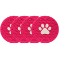 Paw Print Design Car Cup Holder Coaster Strong Wear-resistan Round Zpaxo Rose Red
