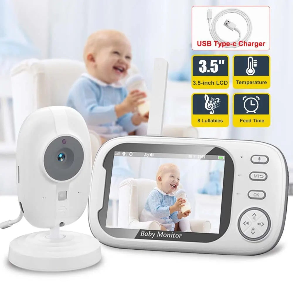 3 5'' Video Baby Monitor Mother Kid 2 Way Audio Talk Night Vision Zpaxo